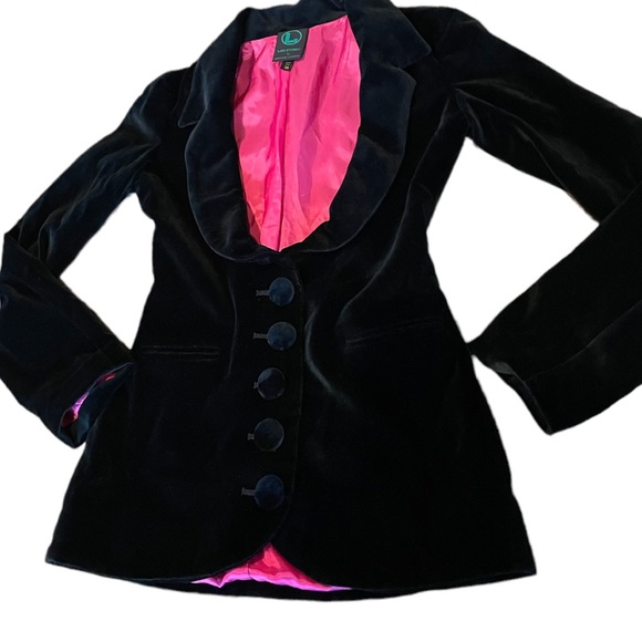 Lac et Mel By Gregor Clemens Designer Smoking Jacket Black Velvet Gothic - Picture 8 of 16